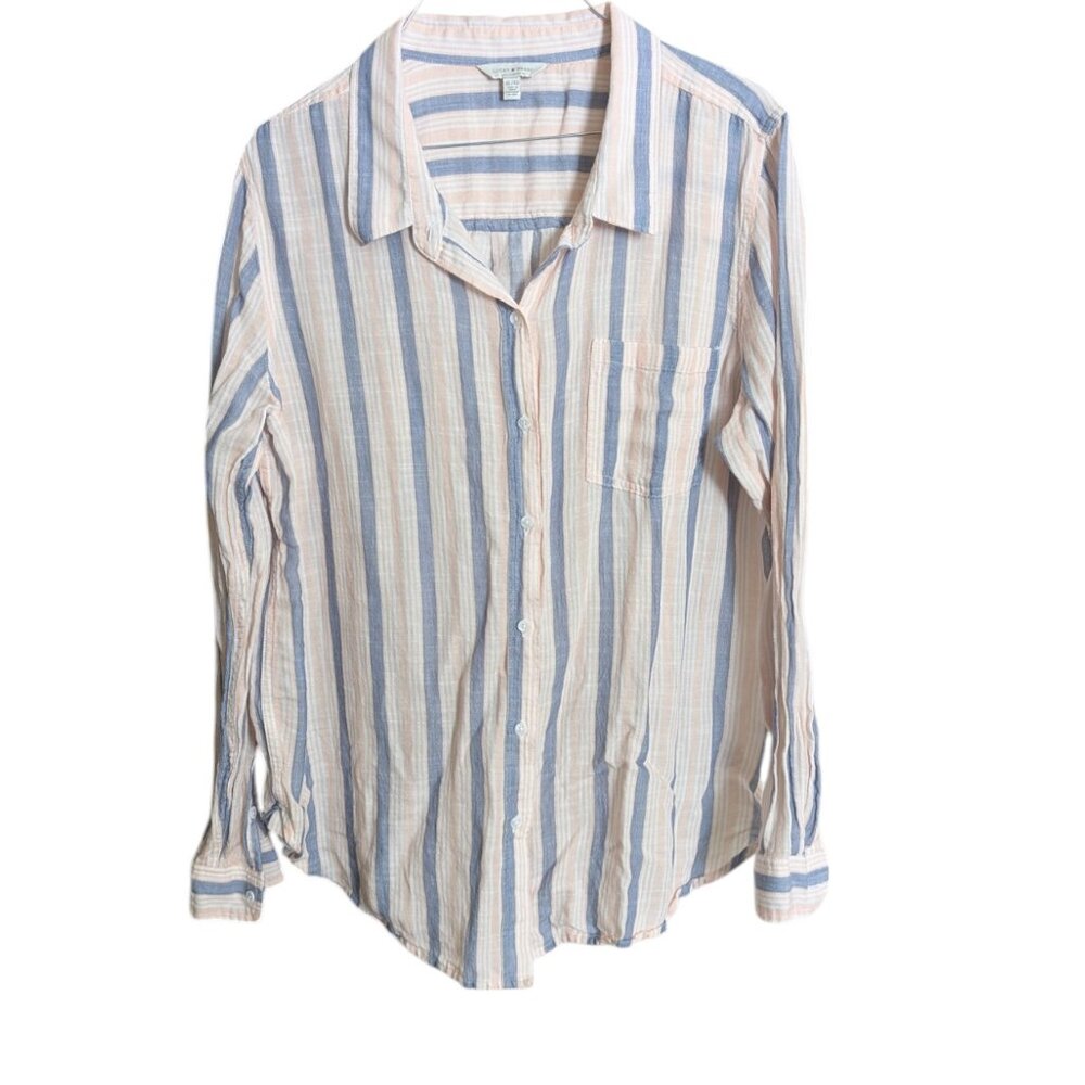 Women's Lucky Brand button down striped shirt, multi, size XL